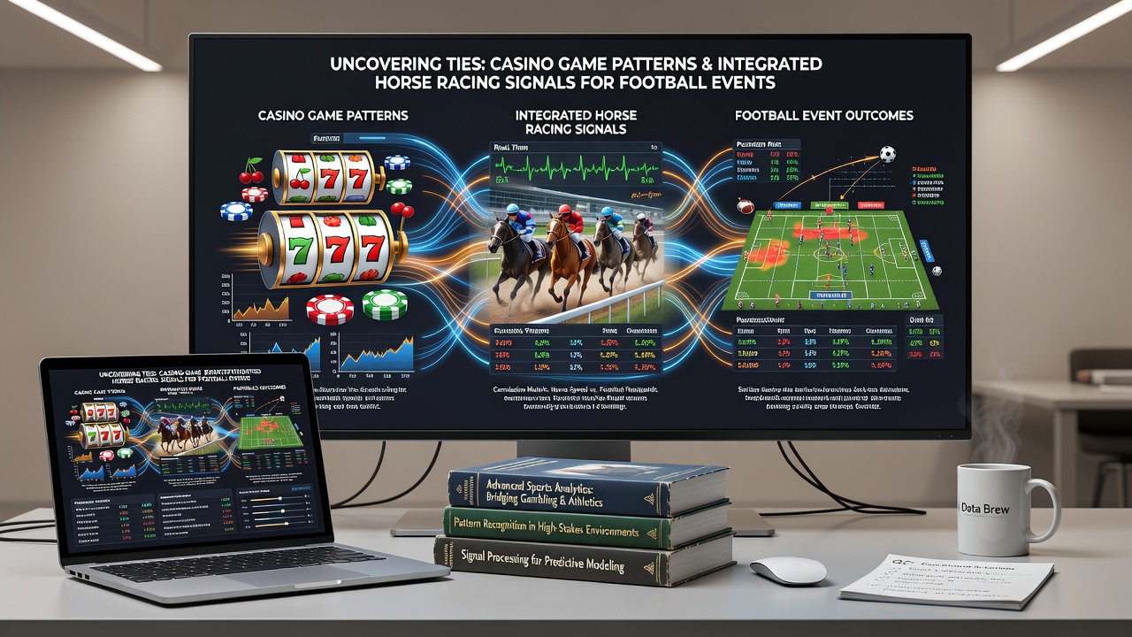 Analytical dashboard displaying integrated signals from casino sessions and horse racing sections feeding into a live football preview interface